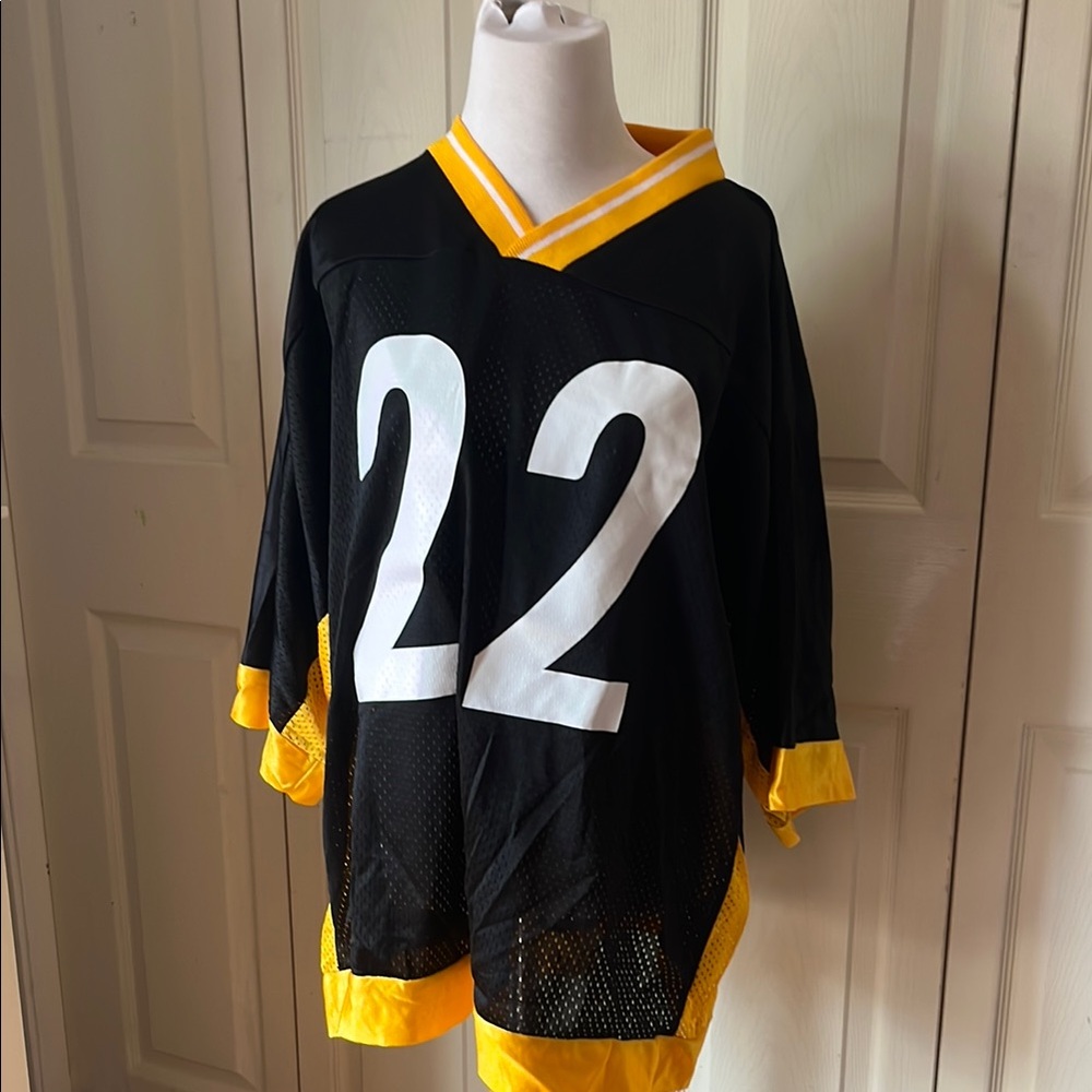 Steelers Najee Harris Yellow and Black Sports Jersey with V-Neck and Number 22